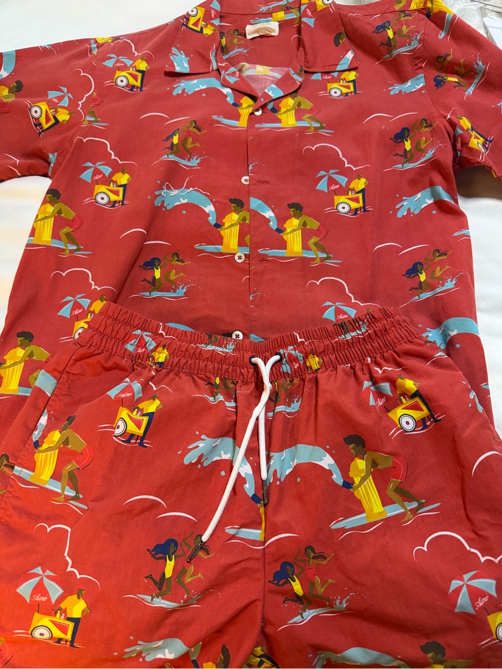 Aimé Leon Dore Red Novelty Print Matching Shirt & Shorts Set